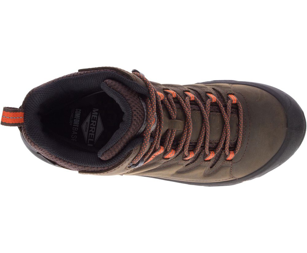 Merrell Hiking Boots Brown - Strongfield Leather 6\" Waterproof Slip-Resistant - Mens 91QGVPWXN